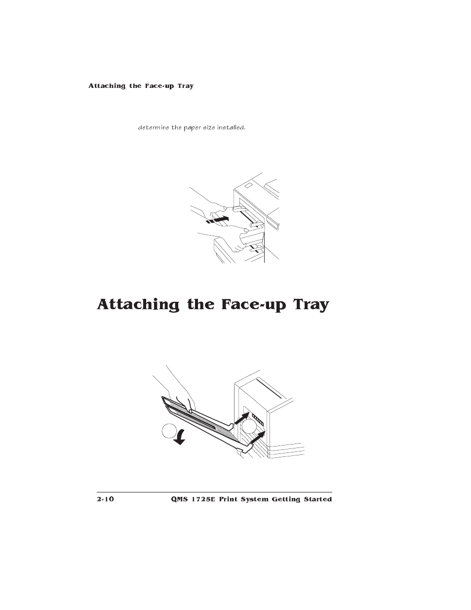 Attaching the face-up tray | IBM Print System QMS 1725E User Manual | Page 34 / 94