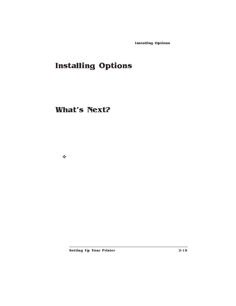 Installing options, What's next | IBM Print System QMS 1725E User Manual | Page 39 / 94