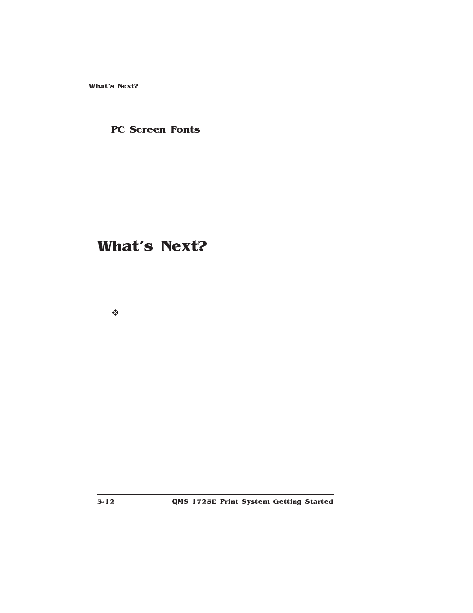 Pc screen fonts, What's next | IBM Print System QMS 1725E User Manual | Page 52 / 94