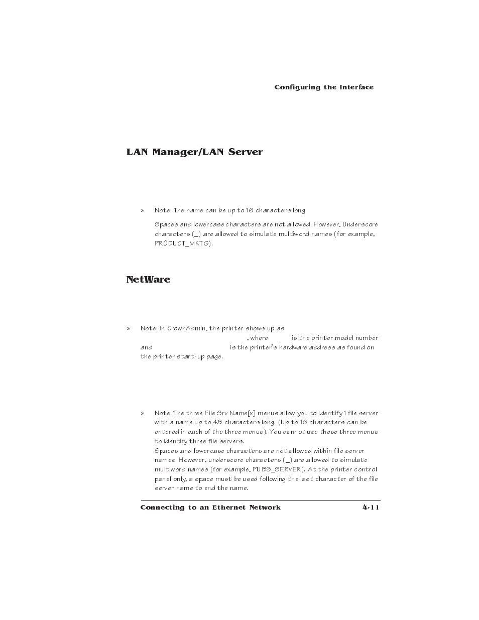 Lan manager/lan server, Netware | IBM Print System QMS 1725E User Manual | Page 63 / 94