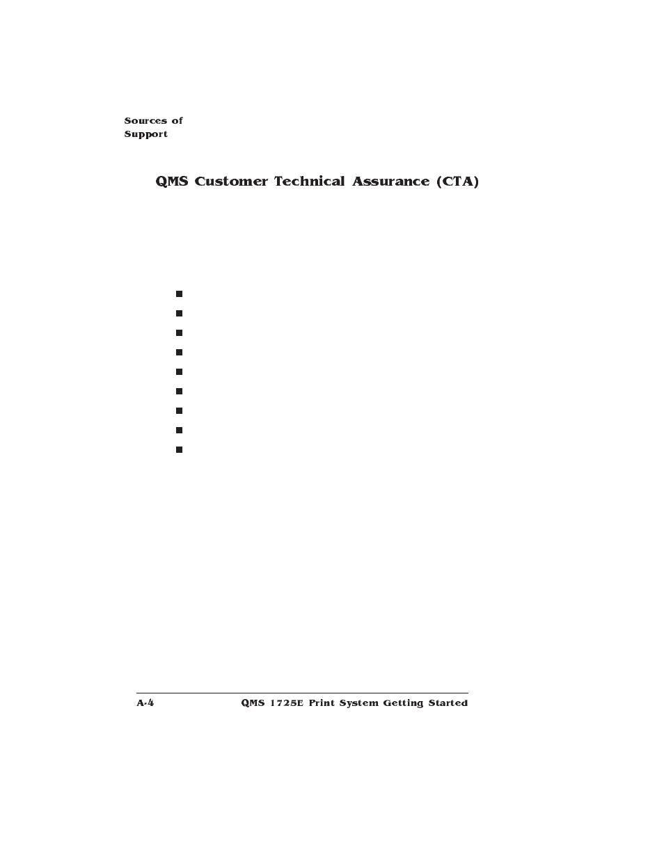 Qms customer technical assurance (cta) | IBM Print System QMS 1725E User Manual | Page 84 / 94