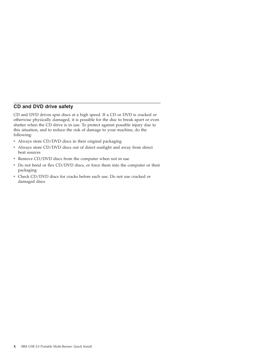 Cd and dvd drive safety, Drive, Safety | IBM 22P9189 User Manual | Page 12 / 138