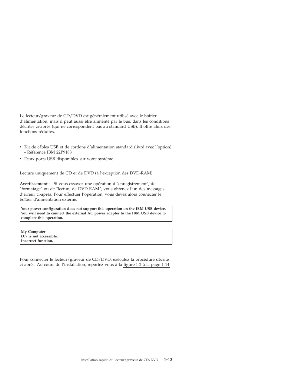 Configuration, Alimentation, Standard | IBM 22P9189 User Manual | Page 27 / 138