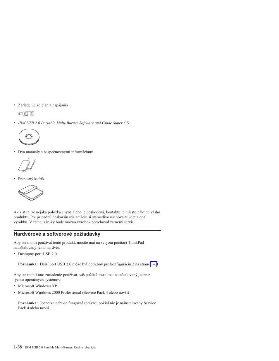 Hardvérové, Softvérové, Požiadavky | IBM 22P9189 User Manual | Page 72 / 138