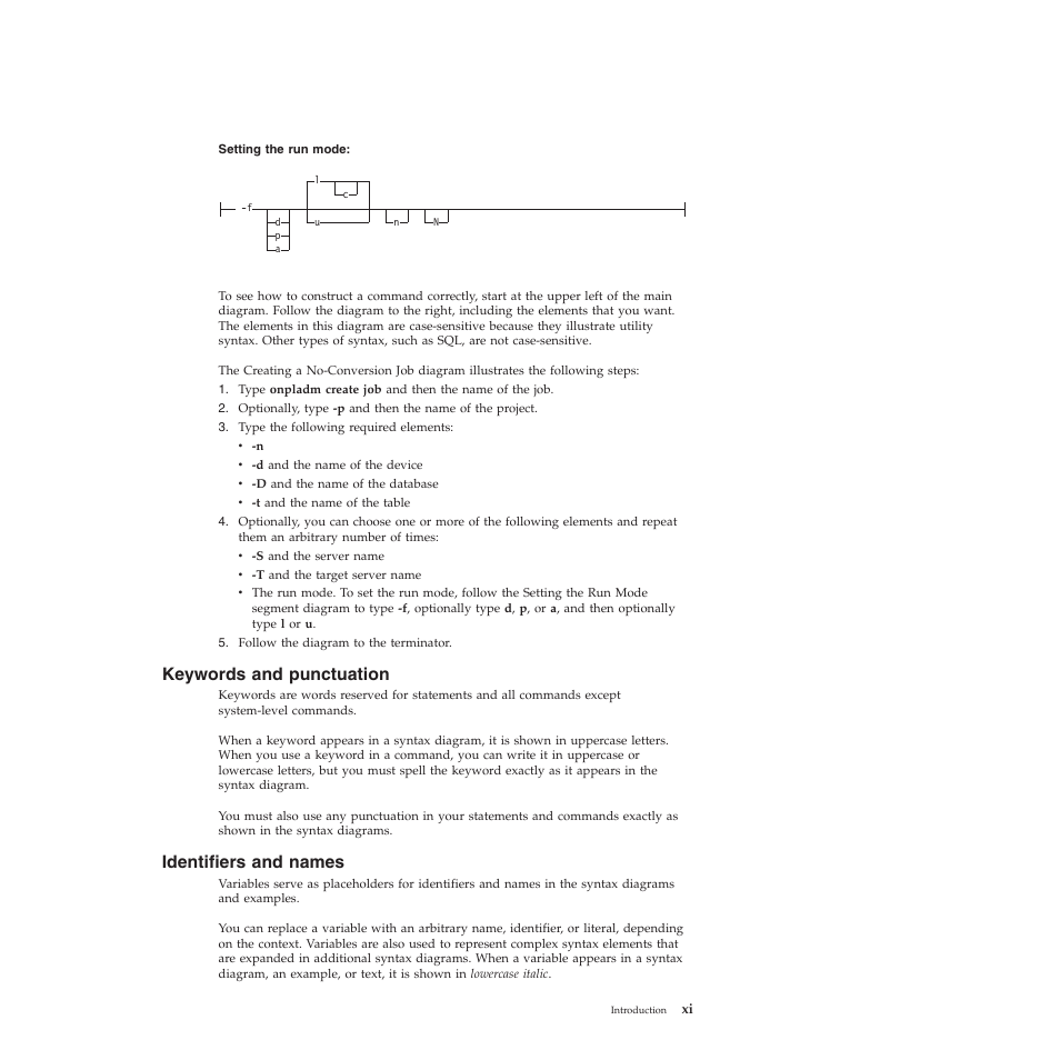 Keywords and punctuation, Identifiers and names | IBM GC23-7753-05 User Manual | Page 13 / 56