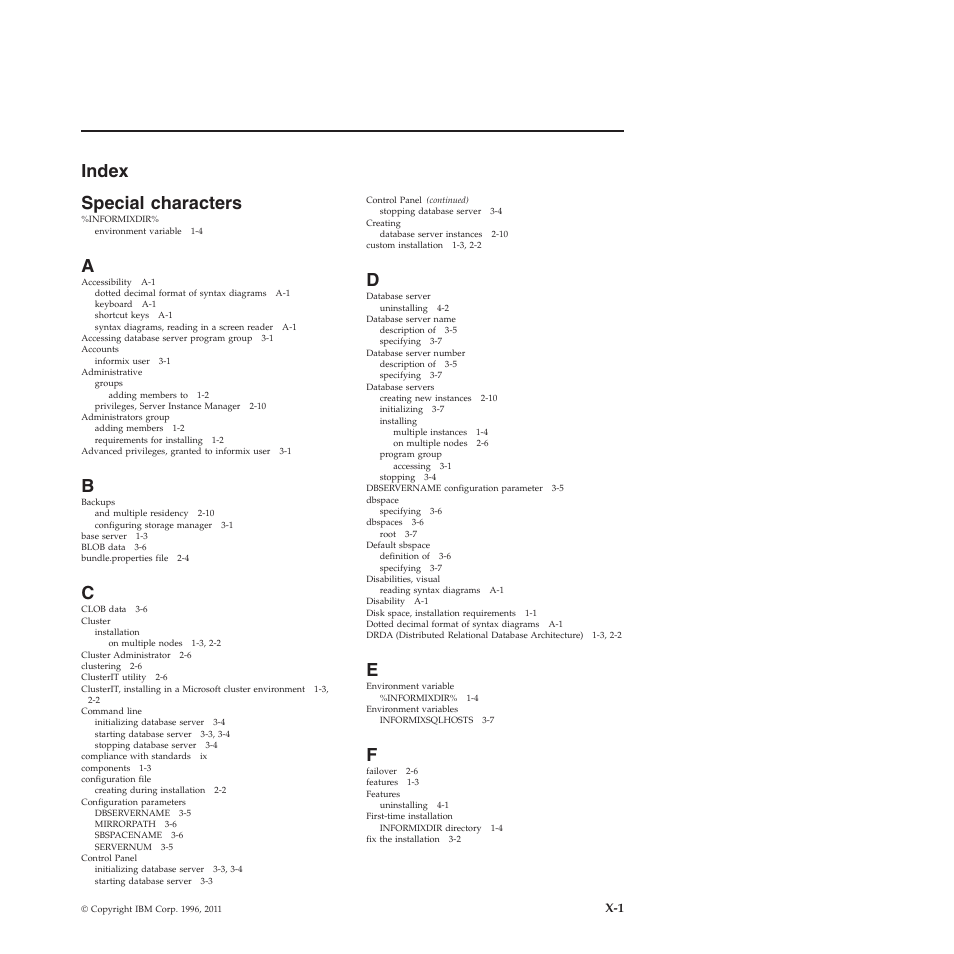 Index, Special characters, Index special characters | IBM GC23-7753-05 User Manual | Page 51 / 56