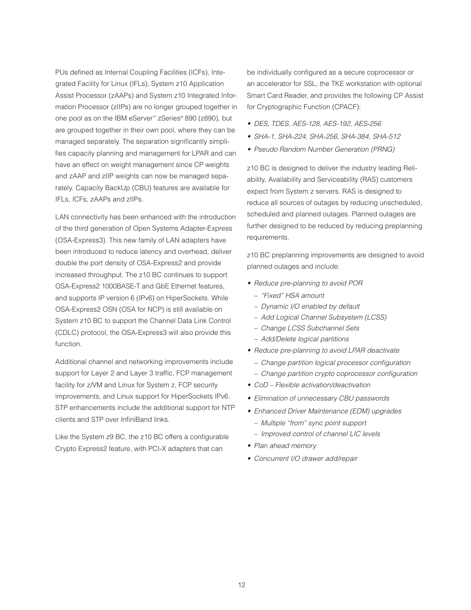 IBM Z10 BUISNESS CLASS Z10 BC User Manual | Page 12 / 67