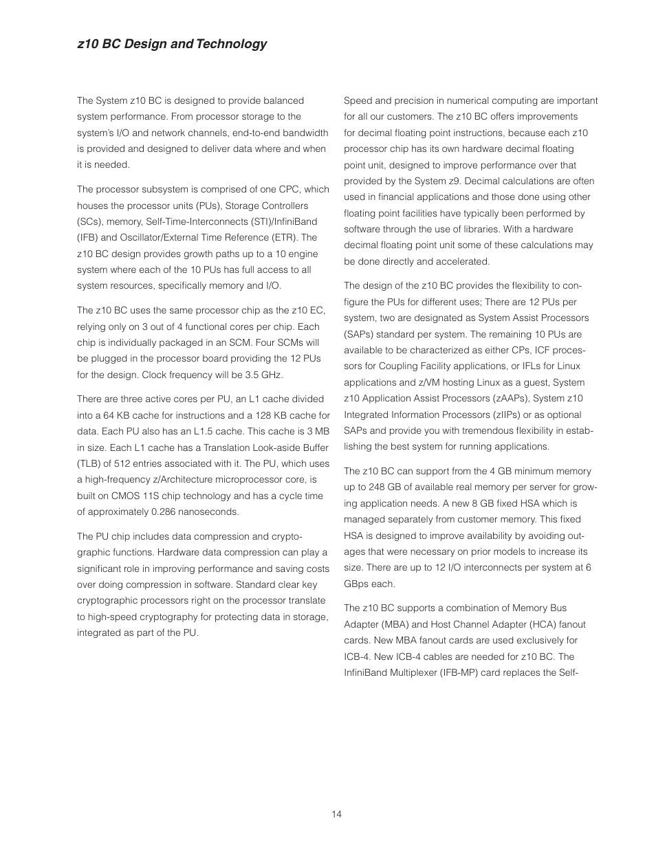 Z10 bc design and technology | IBM Z10 BUISNESS CLASS Z10 BC User Manual | Page 14 / 67