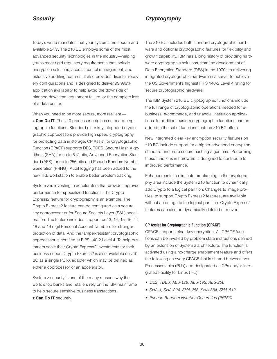 Security cryptography | IBM Z10 BUISNESS CLASS Z10 BC User Manual | Page 36 / 67