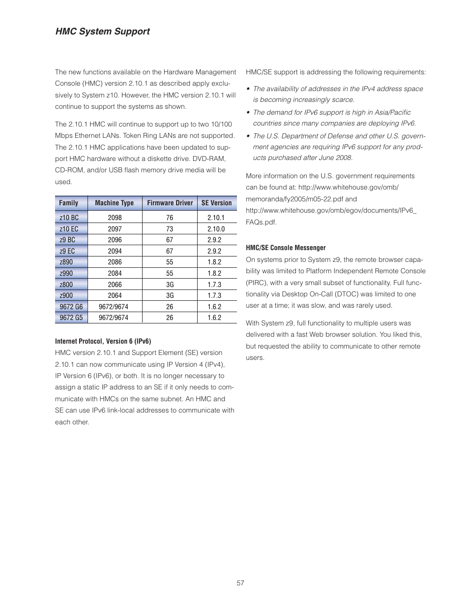 Hmc system support | IBM Z10 BUISNESS CLASS Z10 BC User Manual | Page 57 / 67