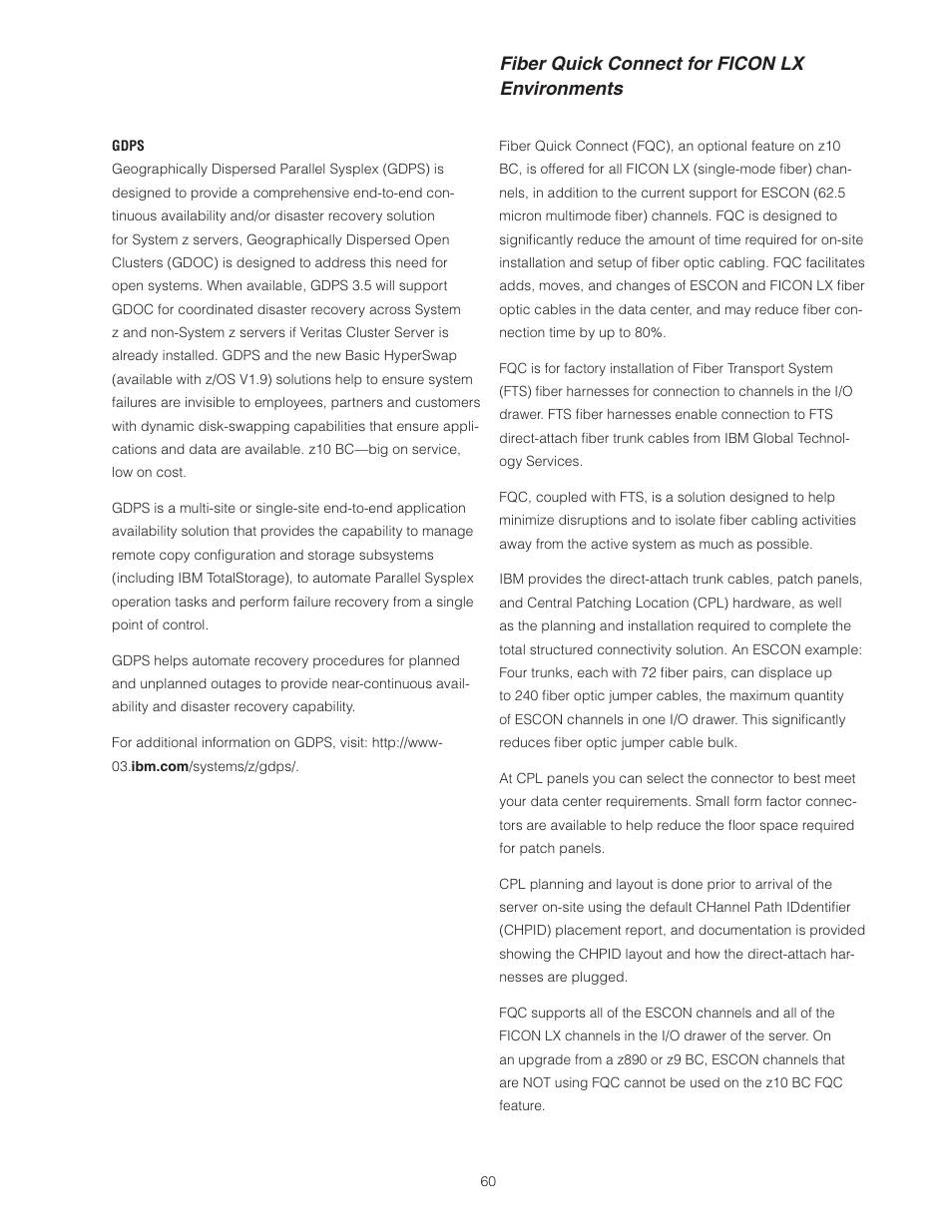 Fiber quick connect for ficon lx environments | IBM Z10 BUISNESS CLASS Z10 BC User Manual | Page 60 / 67