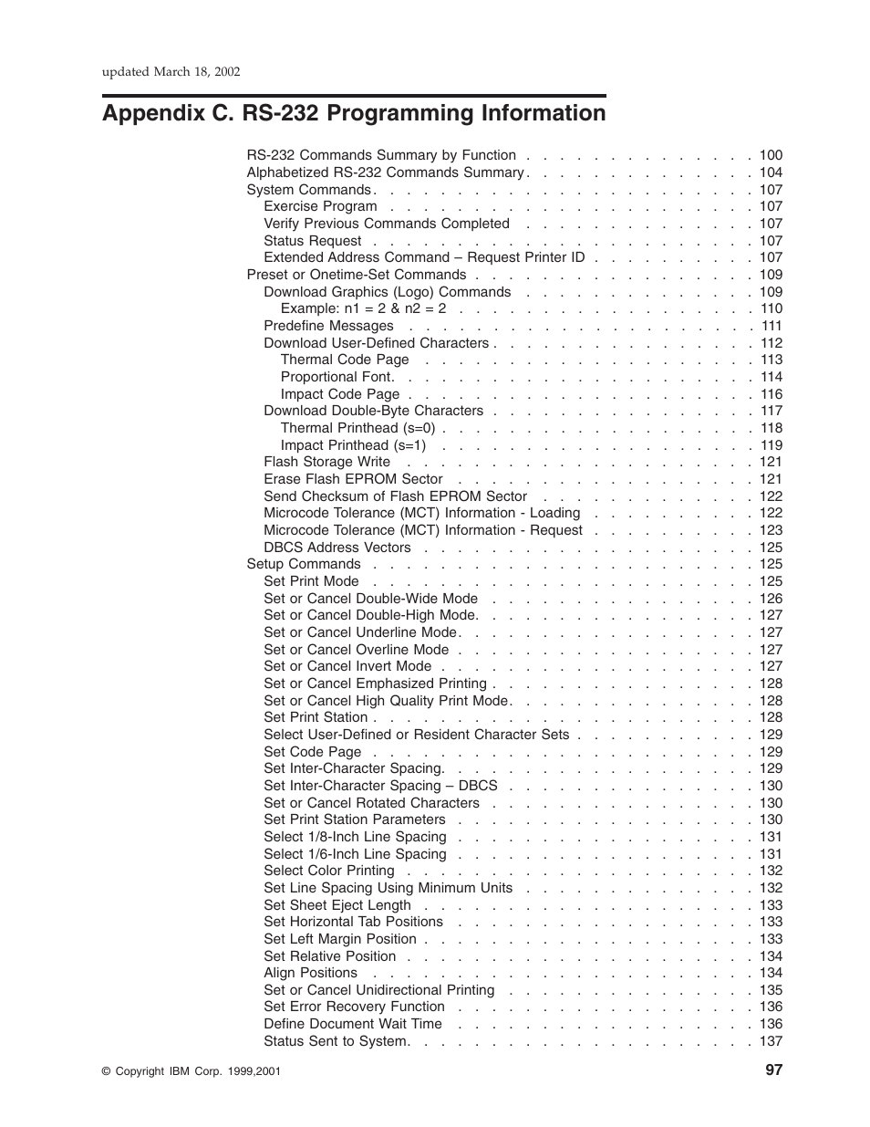 Appendix c. rs-232 programming information, Appendix c, “rs-232 programming information | IBM TM7 User Manual | Page 121 / 210