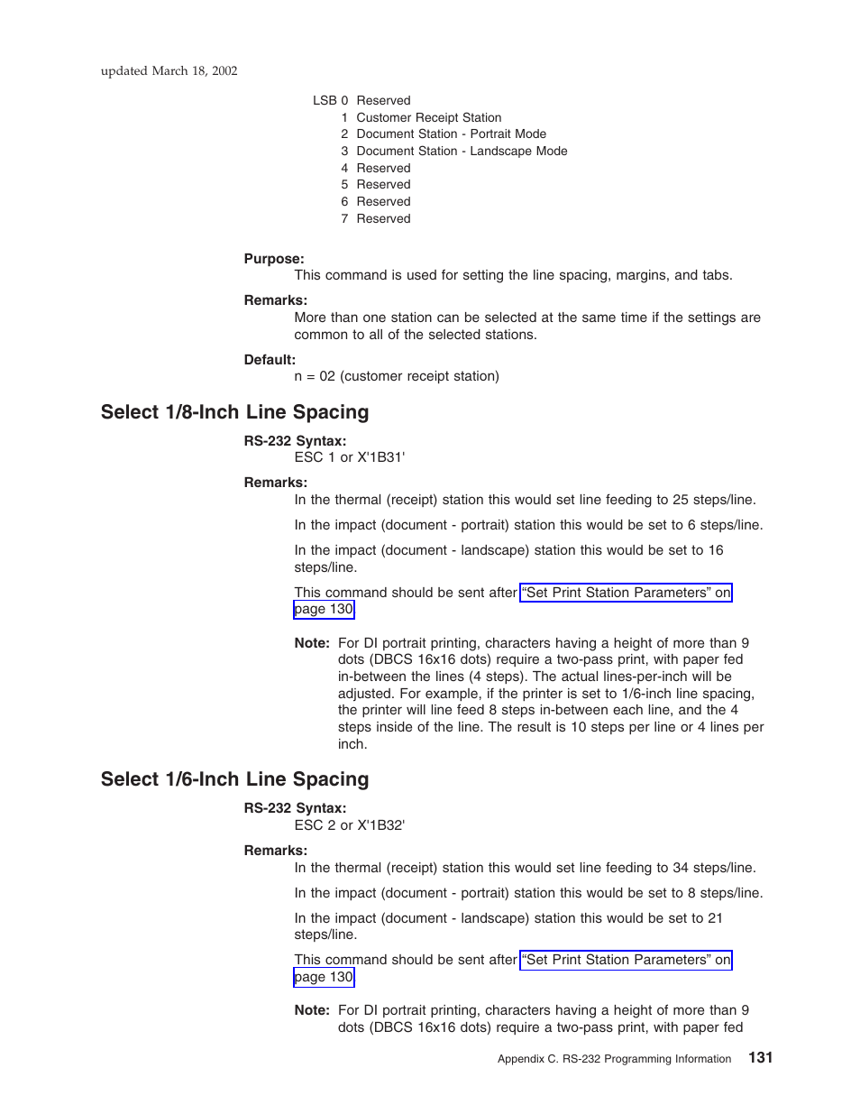 Select 1/8-inch line spacing, Select 1/6-inch line spacing | IBM TM7 User Manual | Page 155 / 210