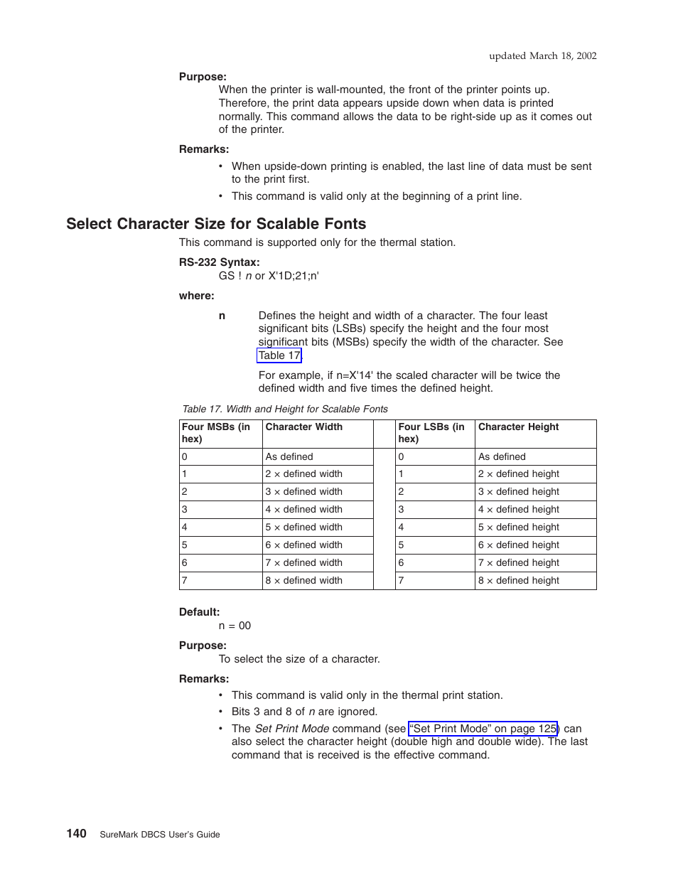 Select character size for scalable fonts, Width and height for scalable fonts | IBM TM7 User Manual | Page 164 / 210