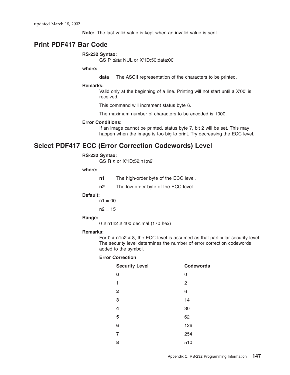 Print pdf417 bar code | IBM TM7 User Manual | Page 171 / 210