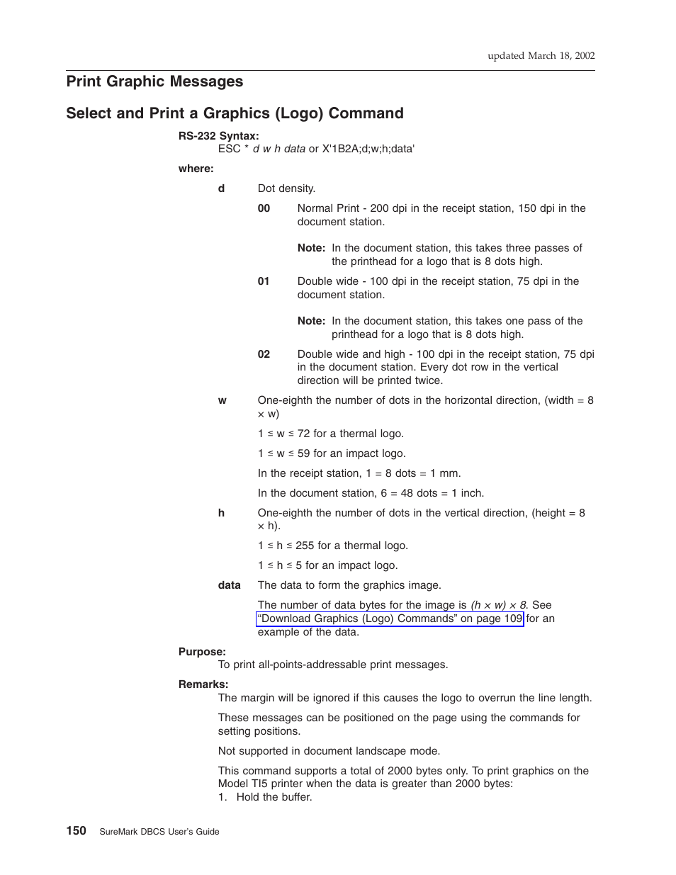 Print graphic messages, Select and print a graphics (logo) command | IBM TM7 User Manual | Page 174 / 210