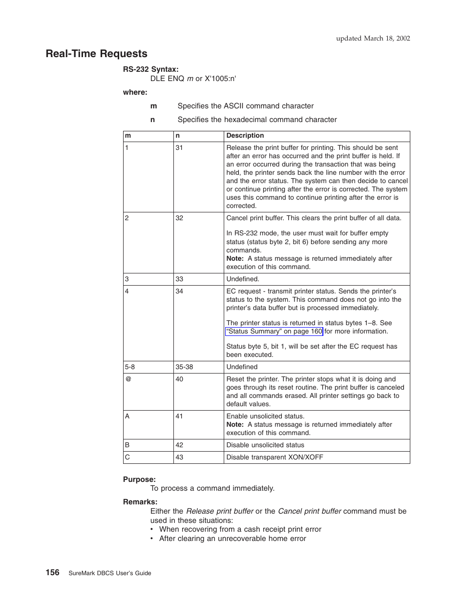 Real-time requests | IBM TM7 User Manual | Page 180 / 210