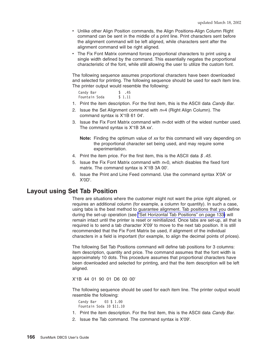 Layout using set tab position | IBM TM7 User Manual | Page 190 / 210