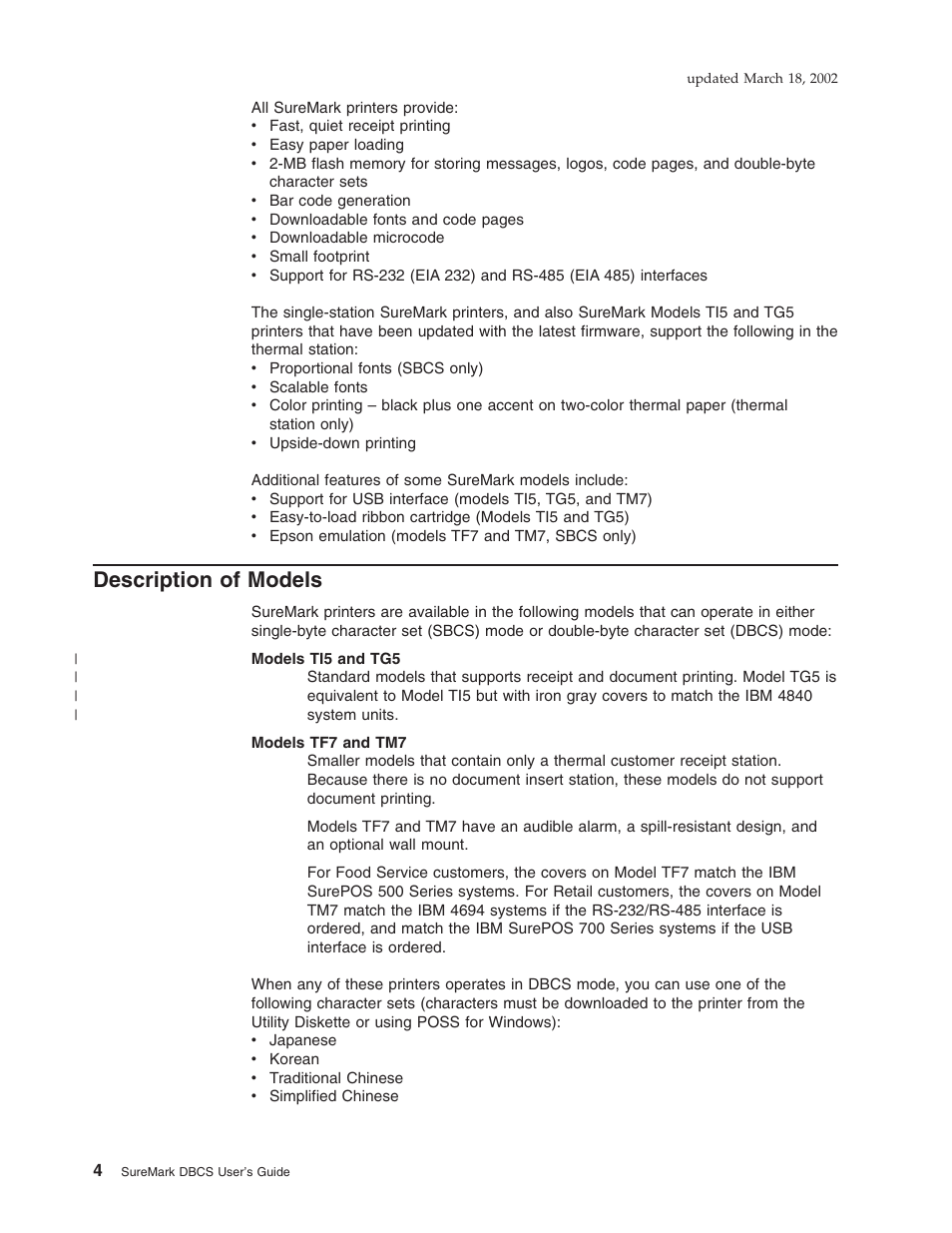 Description of models | IBM TM7 User Manual | Page 28 / 210