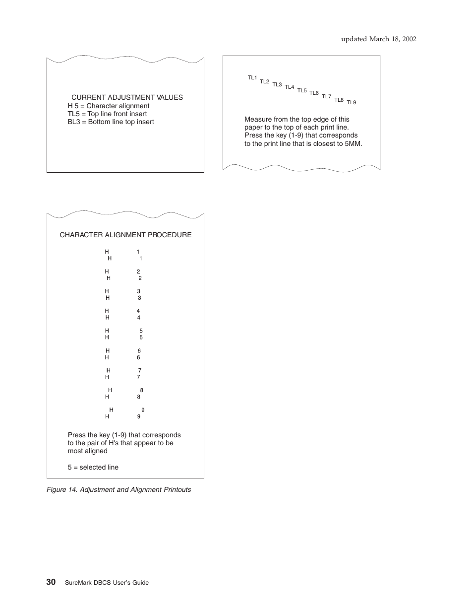 Adjustment and alignment printouts | IBM TM7 User Manual | Page 54 / 210