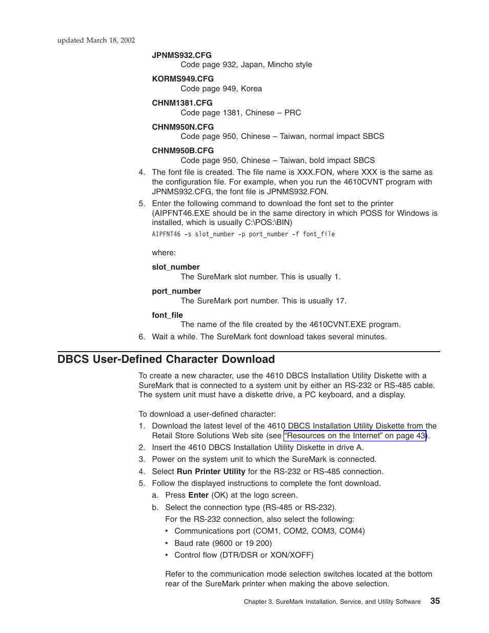 Dbcs user-defined character download | IBM TM7 User Manual | Page 59 / 210