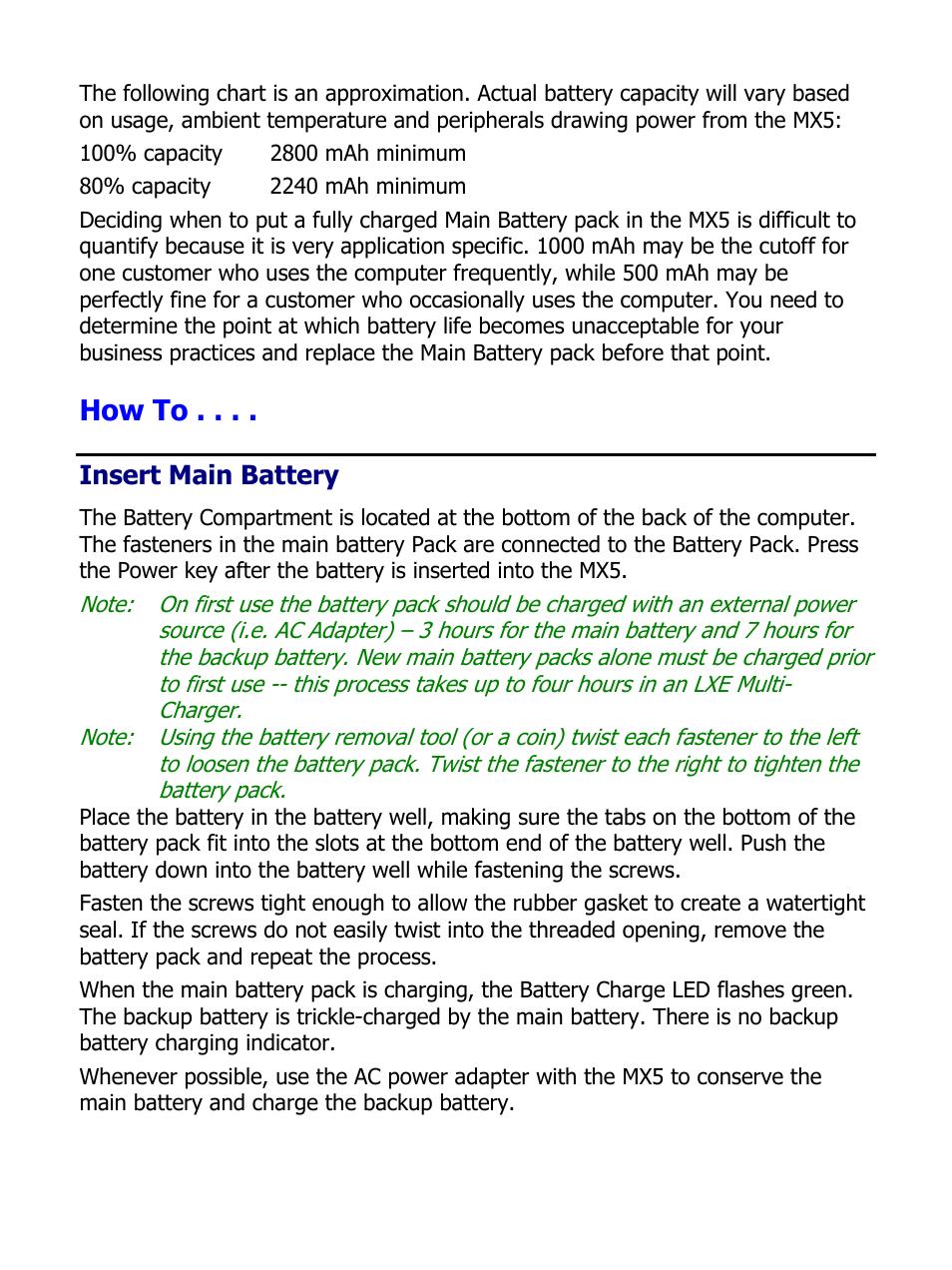 How to, Insert main battery | IBM MX5 User Manual | Page 10 / 41