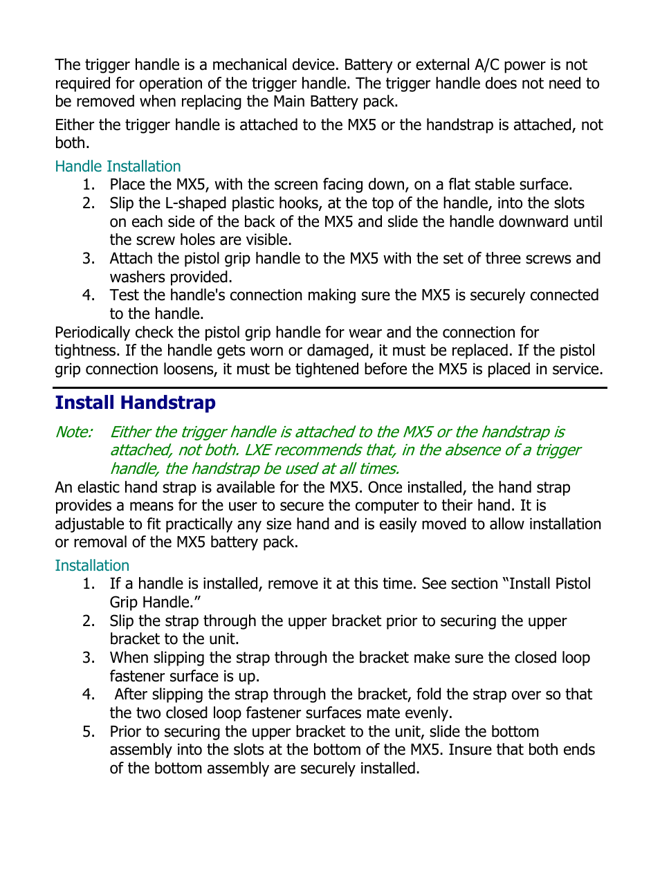Install handstrap | IBM MX5 User Manual | Page 13 / 41