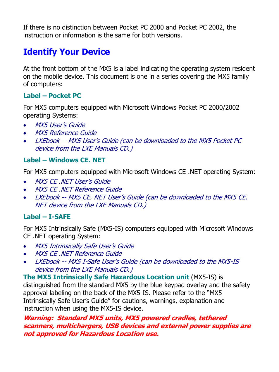 Identify your device | IBM MX5 User Manual | Page 6 / 41