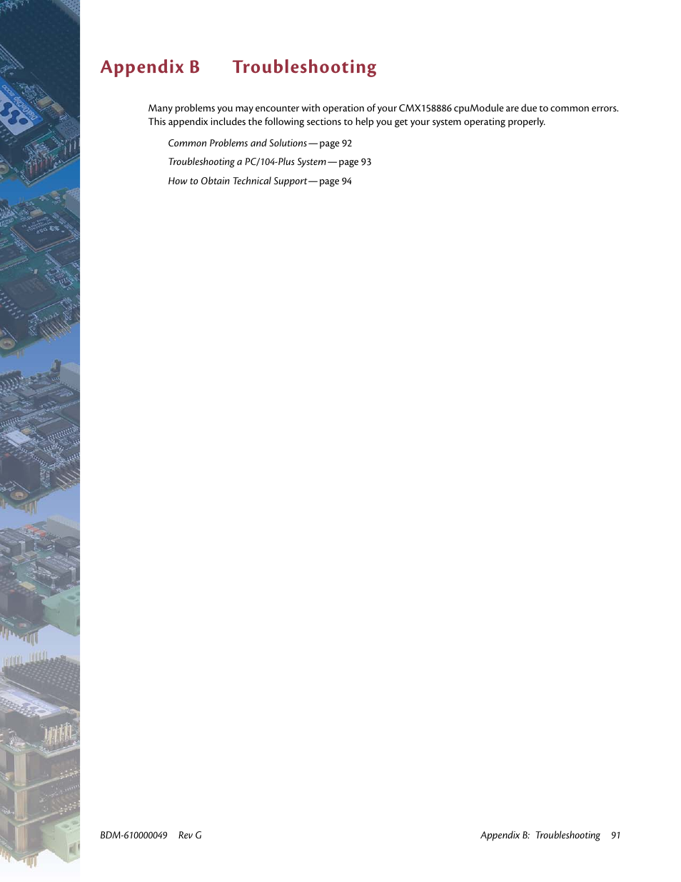 Appendix b troubleshooting, Appendix b, Troubleshooting | IBM BDM-610000049 User Manual | Page 101 / 120