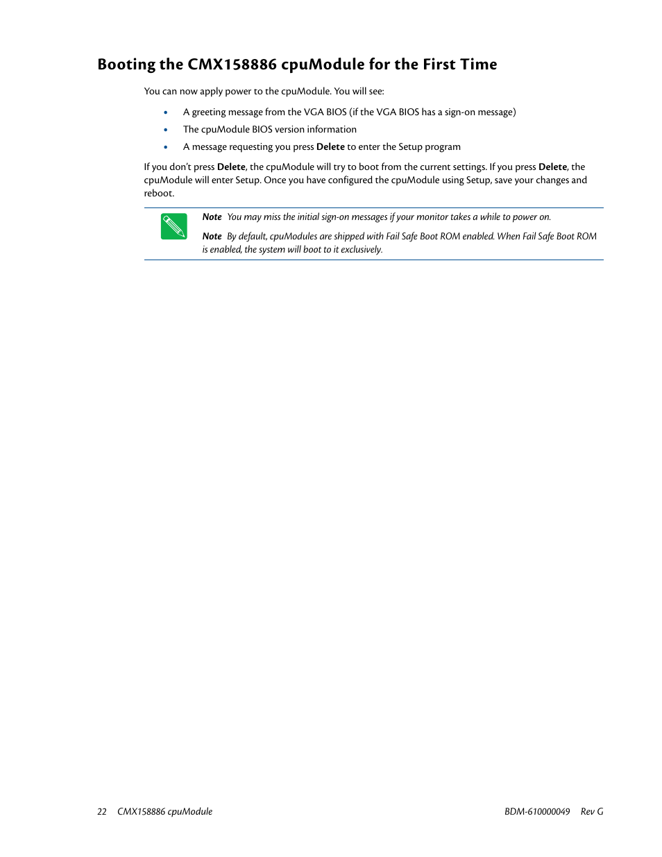 Booting the cmx158886 cpumodule for the first time | IBM BDM-610000049 User Manual | Page 32 / 120