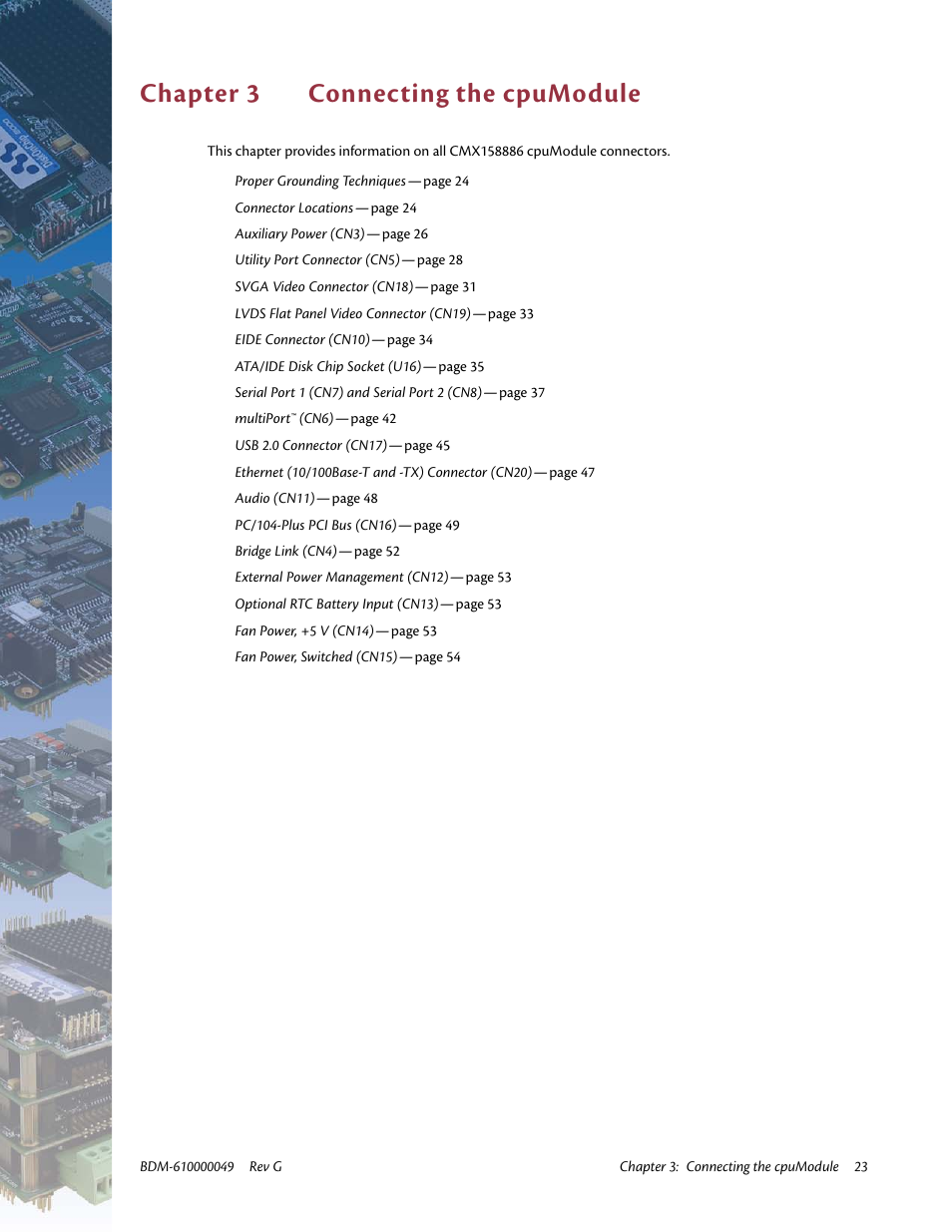 Chapter 3 connecting the cpumodule, Chapter 3, Connecting the cpumodule | IBM BDM-610000049 User Manual | Page 33 / 120