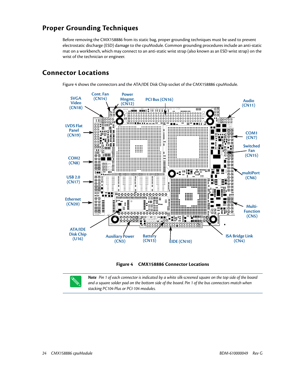 Proper grounding techniques, Connector locations | IBM BDM-610000049 User Manual | Page 34 / 120