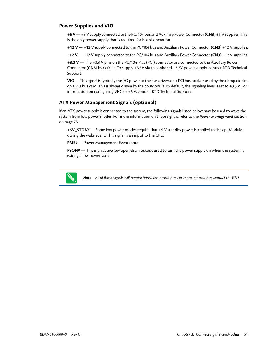 Power supplies and vio, Atx power management signals (optional) | IBM BDM-610000049 User Manual | Page 61 / 120