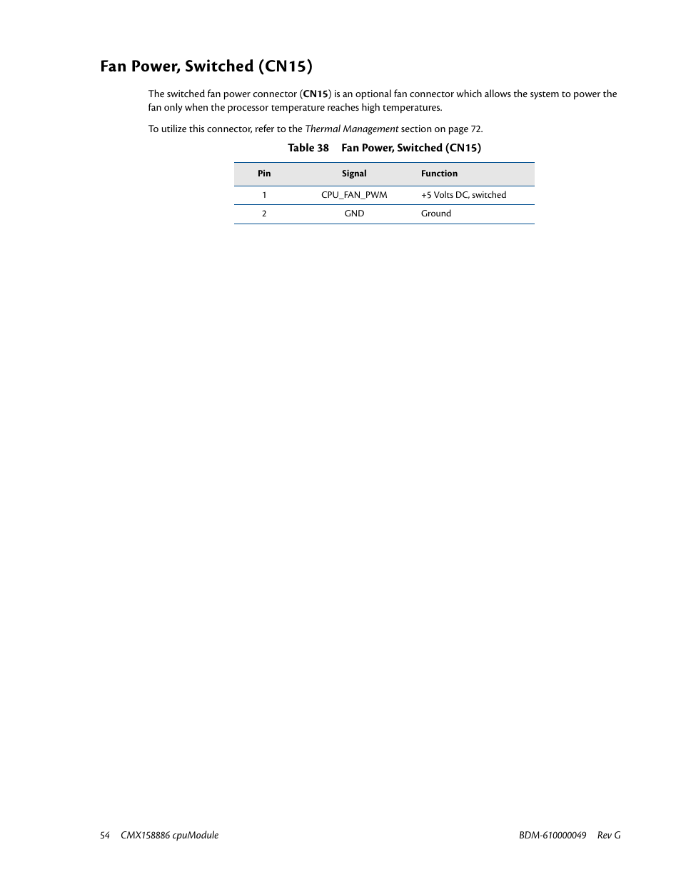 Fan power, switched (cn15) | IBM BDM-610000049 User Manual | Page 64 / 120
