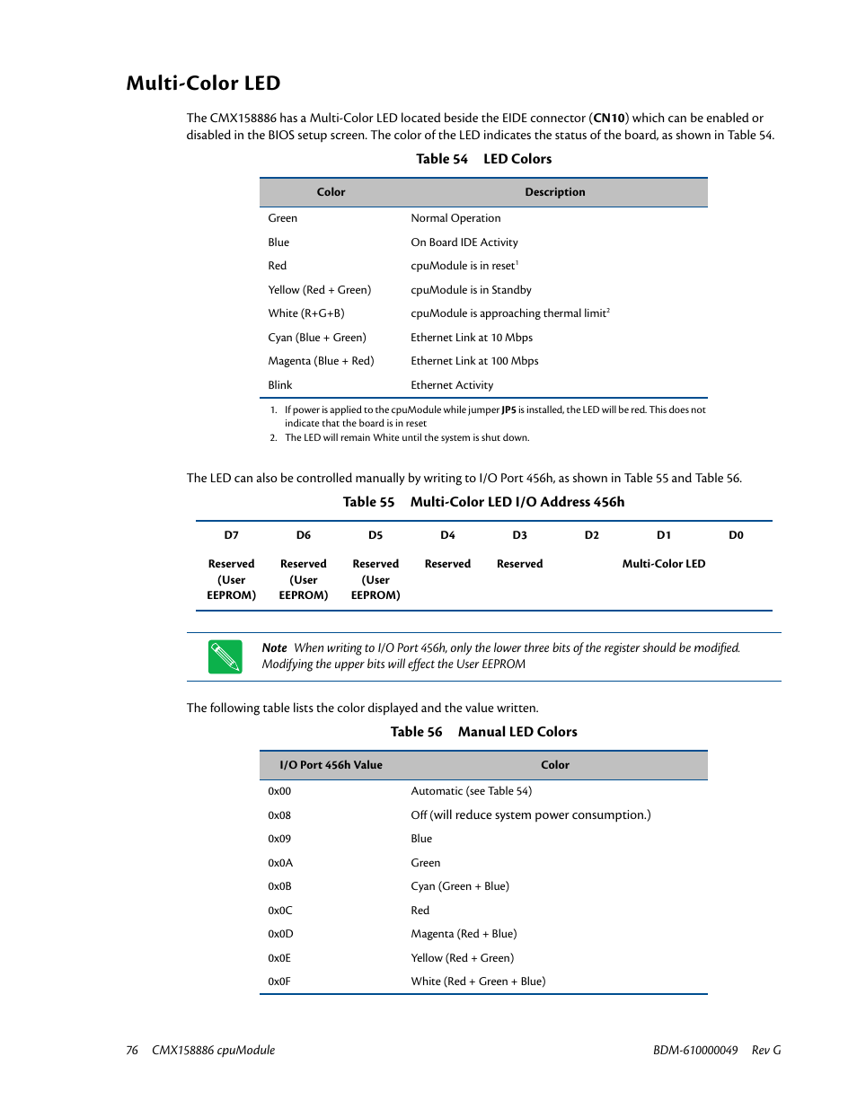 Multi-color led, Multi-color led se | IBM BDM-610000049 User Manual | Page 86 / 120