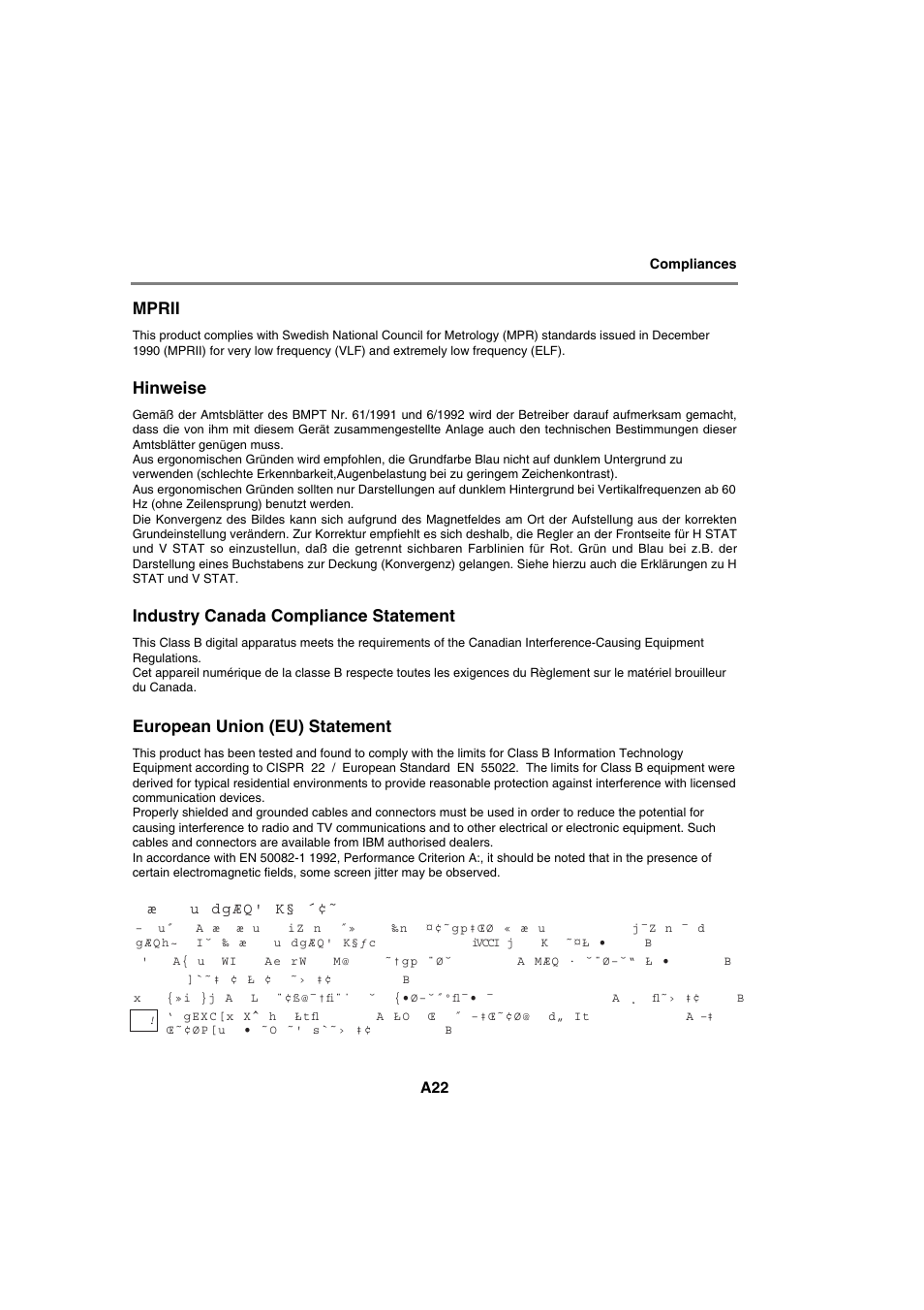 Mprii, Hinweise, Industry canada compliance statement | European union (eu) statement | IBM T56A User Manual | Page 34 / 41
