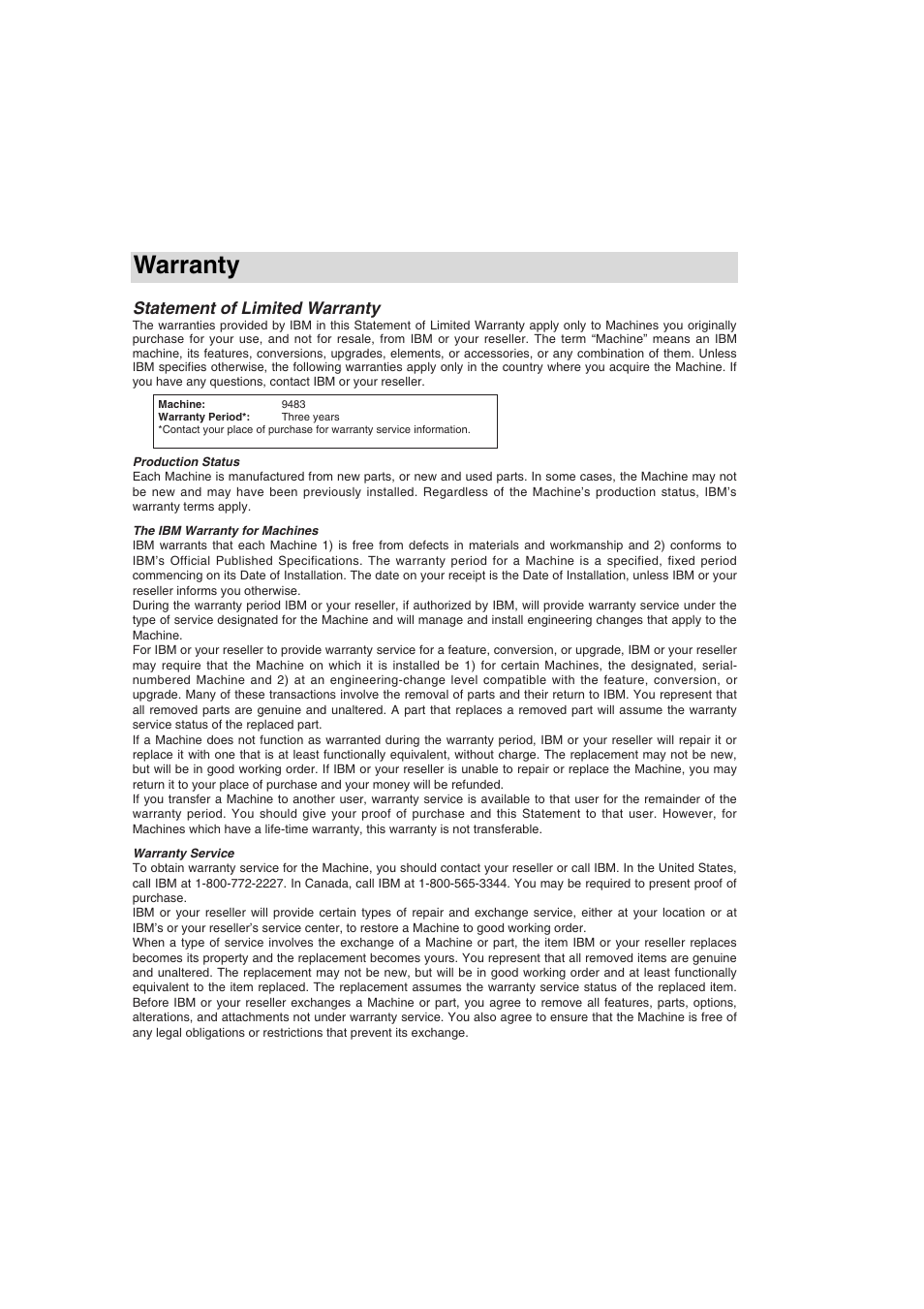 Warranty, Statement of limited warranty | IBM T56A User Manual | Page 40 / 41