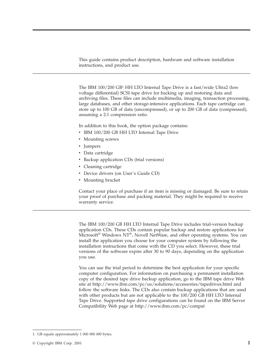 Installation and user’s guide, Product description, Software description | IBM HH LTO User Manual | Page 11 / 48