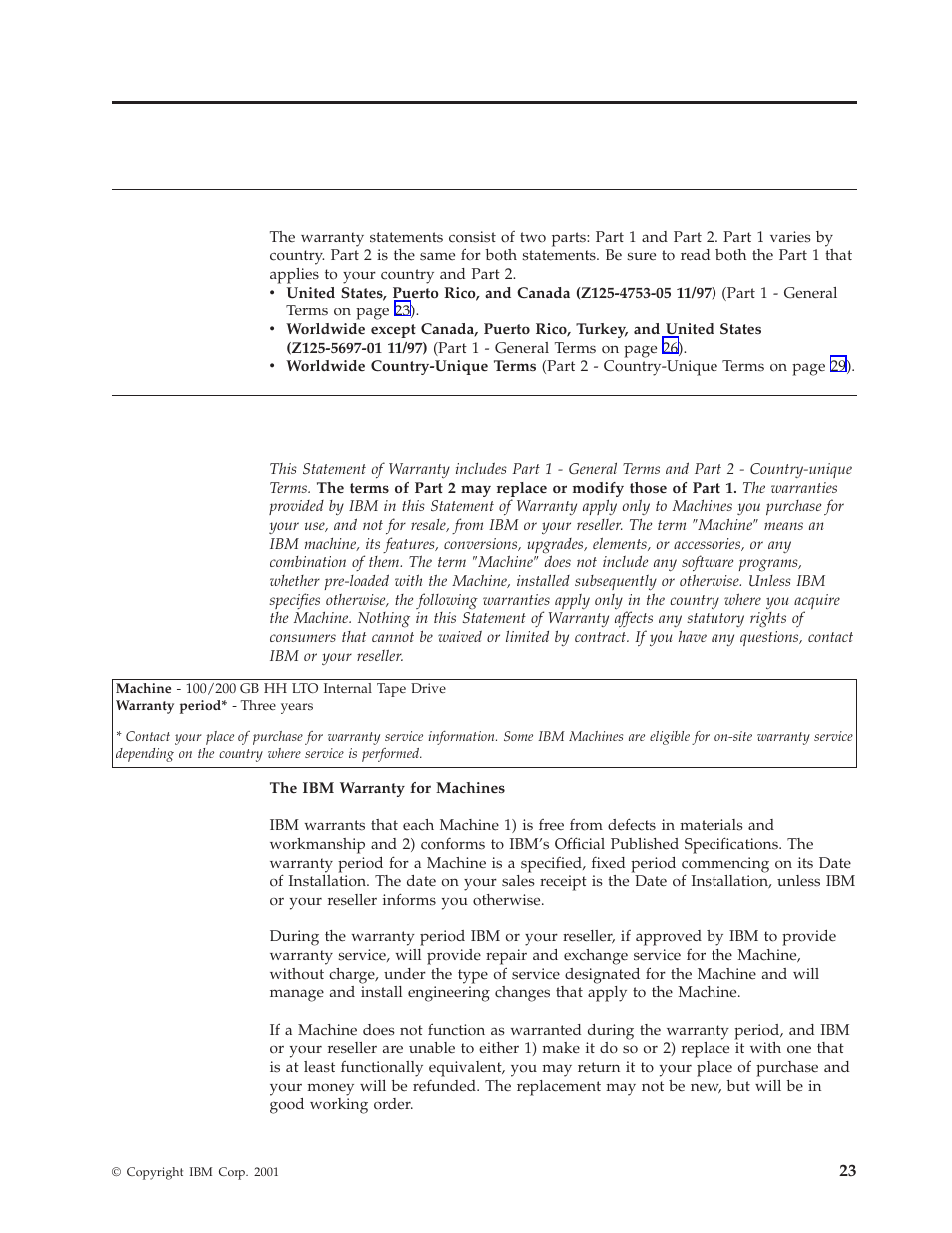 Appendix f. product warranty and notices, Warranty statements | IBM HH LTO User Manual | Page 33 / 48