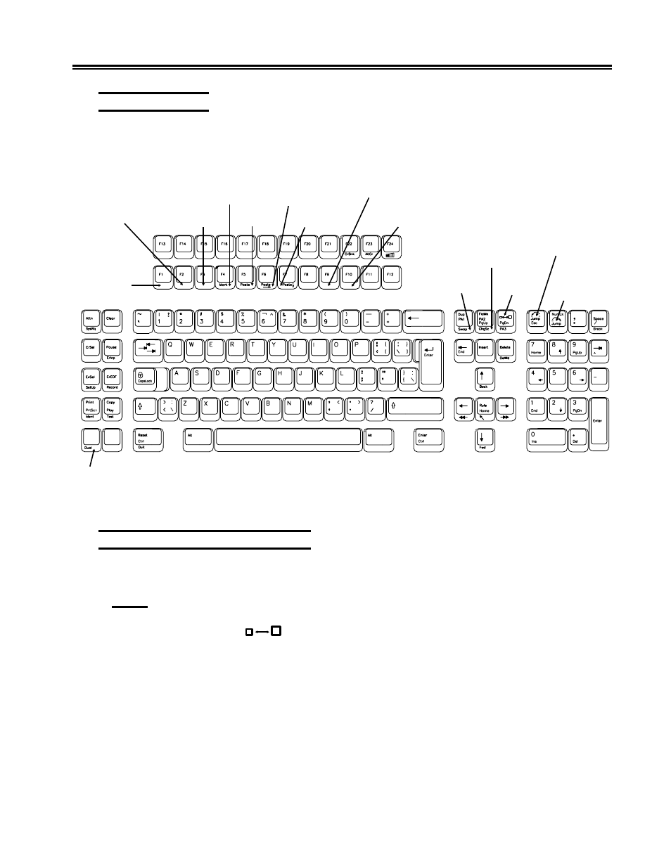 Key assignments, Dual screen mode enhancements, Figure 9-2. 122-key dual screen keyboard keys | Figure 9-2, Key dual screen keyboard keys -3, Operating the dual screen features | IBM 1483DSV User Manual | Page 125 / 141