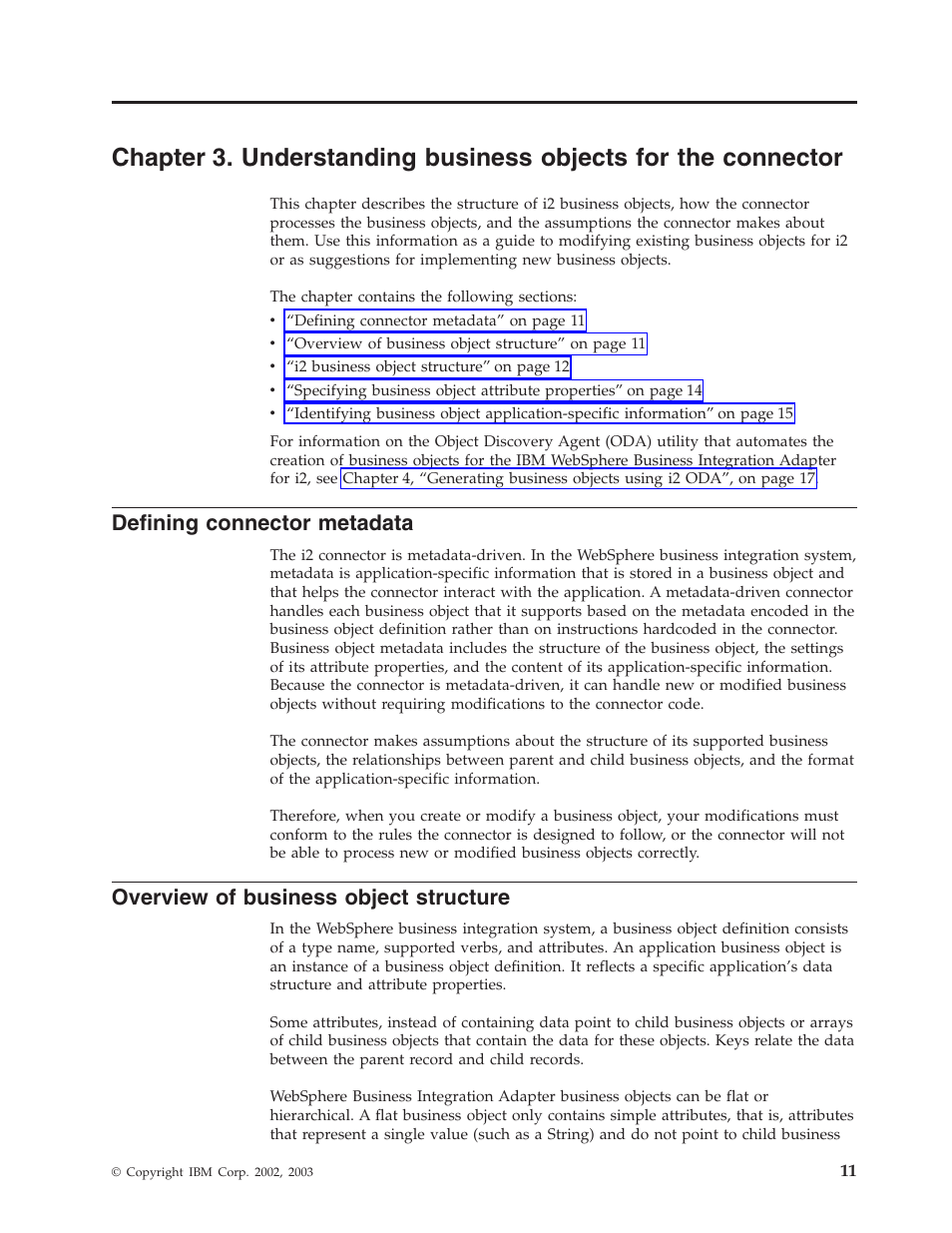 Defining connector metadata, Overview of business object structure | IBM WebSphere Business Integration Adapter User Manual | Page 21 / 92