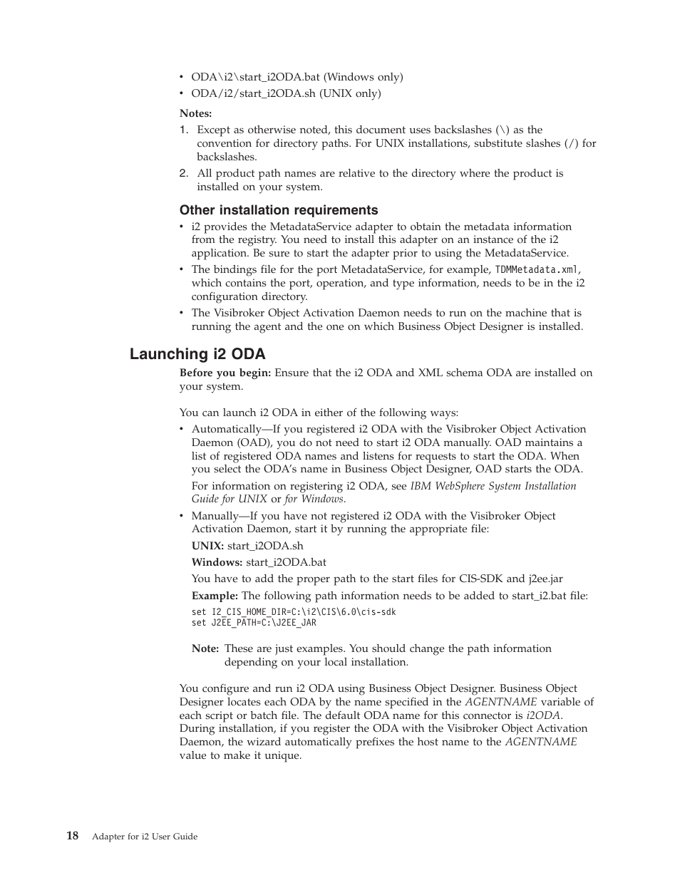 Launching i2 oda | IBM WebSphere Business Integration Adapter User Manual | Page 28 / 92