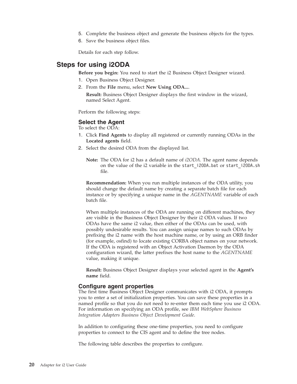 Steps for using i2oda | IBM WebSphere Business Integration Adapter User Manual | Page 30 / 92