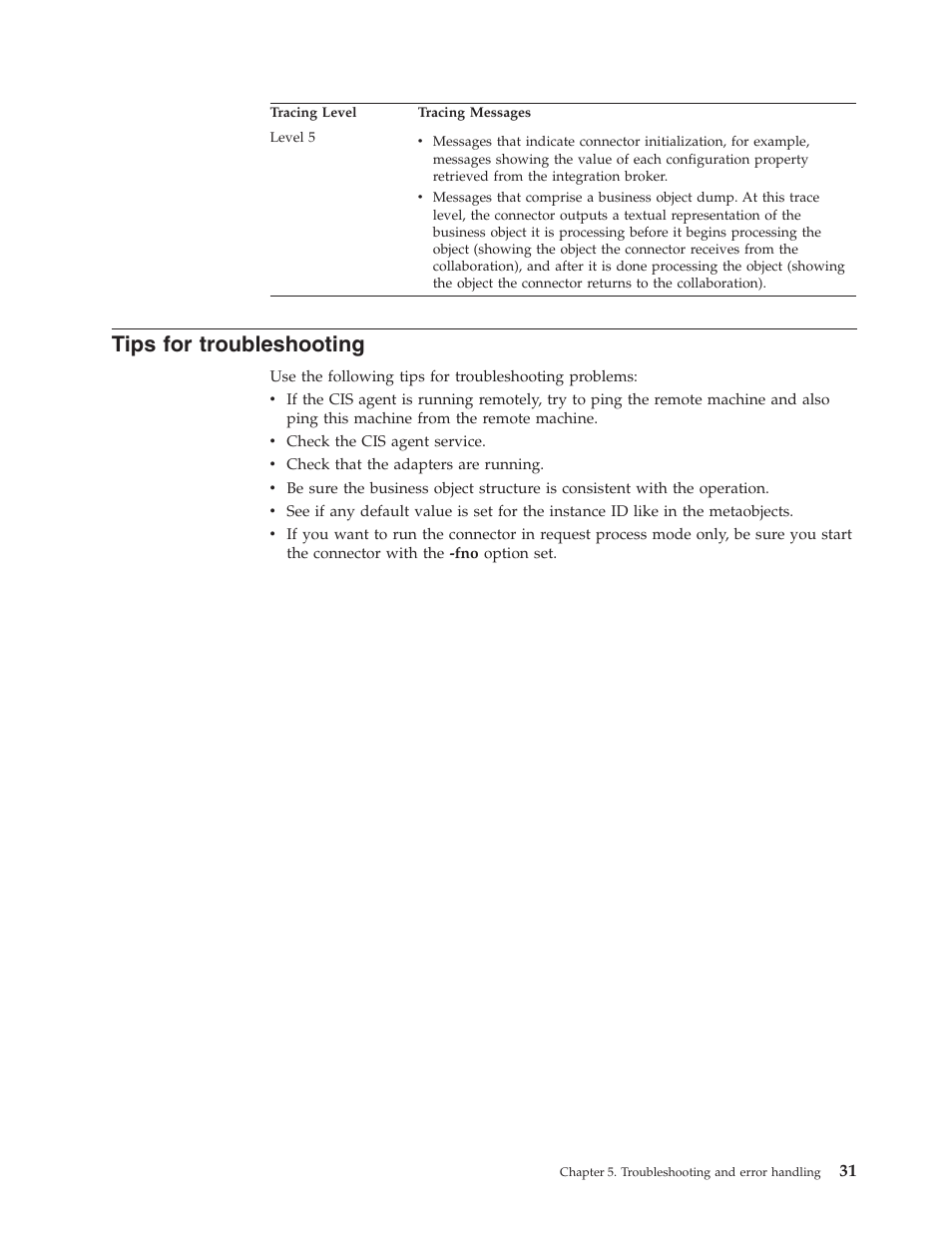 Tips for troubleshooting | IBM WebSphere Business Integration Adapter User Manual | Page 41 / 92