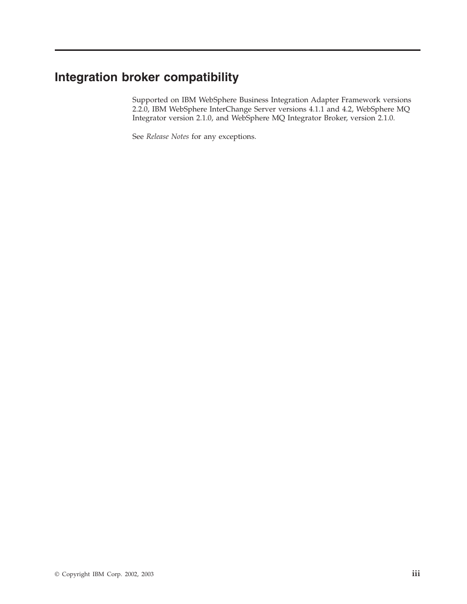 Integration broker compatibility | IBM WebSphere Business Integration Adapter User Manual | Page 5 / 92