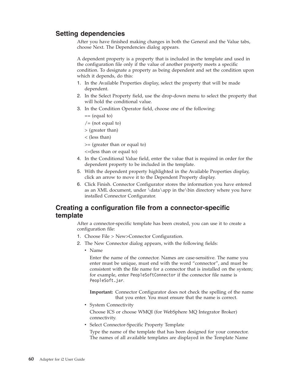 Setting dependencies | IBM WebSphere Business Integration Adapter User Manual | Page 70 / 92