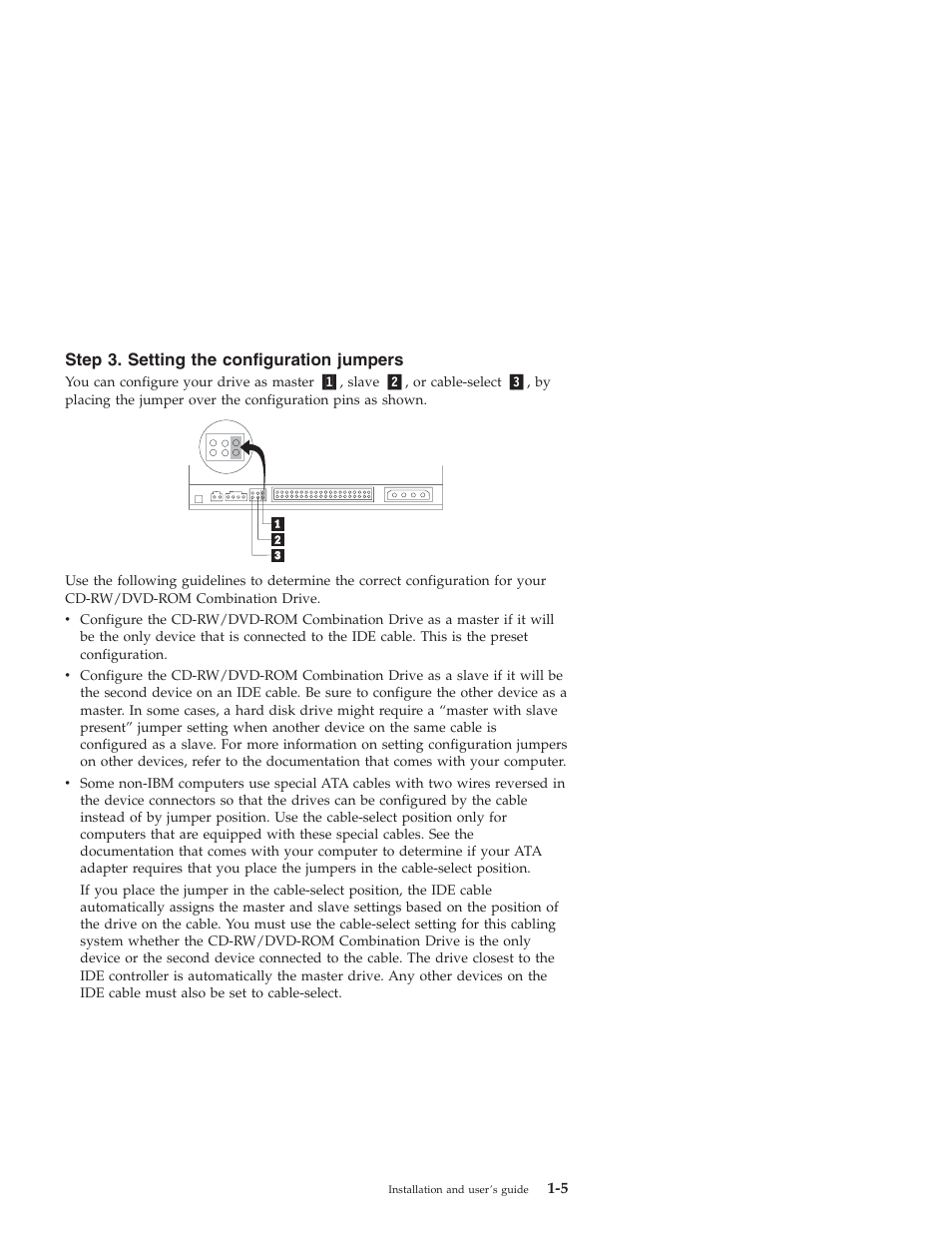 Step 3. setting the configuration jumpers | IBM 22P7035 User Manual | Page 15 / 54