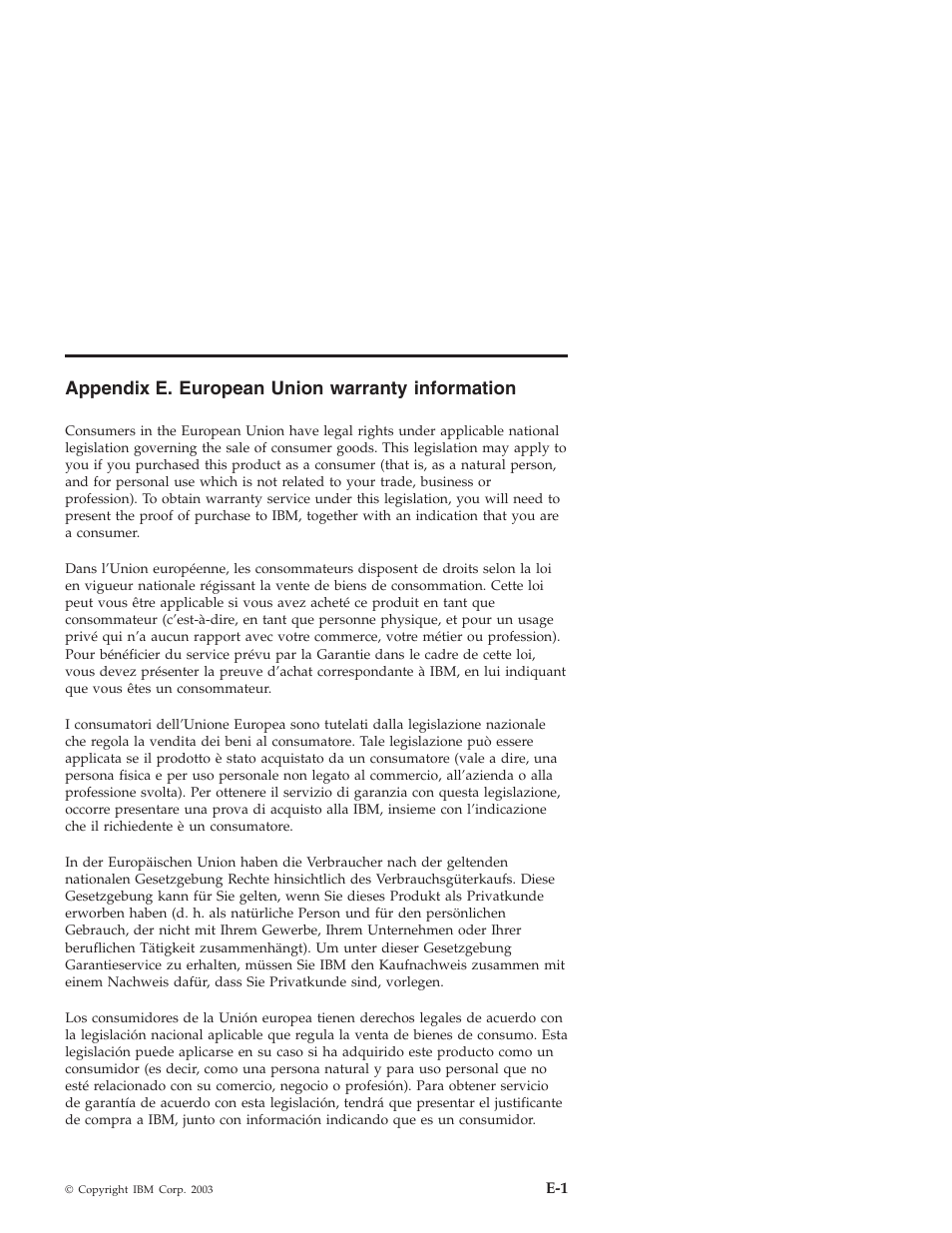 Appendix e. european union warranty information | IBM 22P7035 User Manual | Page 47 / 54