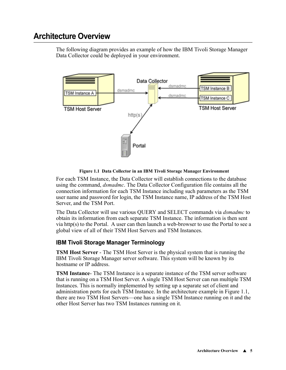 Architecture overview, Ibm tivoli storage manager terminology | IBM APTARE 6.5 User Manual | Page 11 / 46