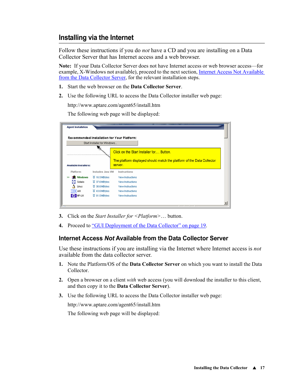 Installing via the internet | IBM APTARE 6.5 User Manual | Page 23 / 46